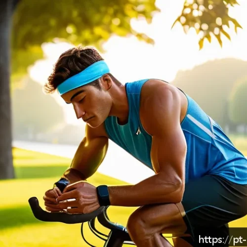 운동선수의 체질에 맞는 식단 조정 방법 - A detailed and dynamic scene of a male endurance athlete preparing for a long-distance run at dawn, ...